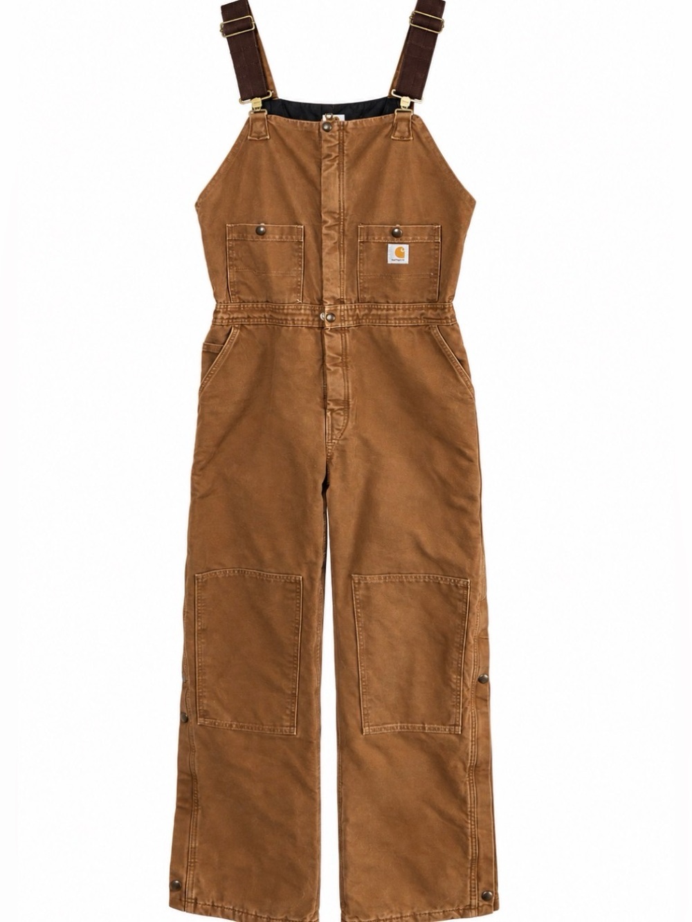 Carhartt Women's Insulated Bib Overalls Brown 12x32 Full Zip Legs